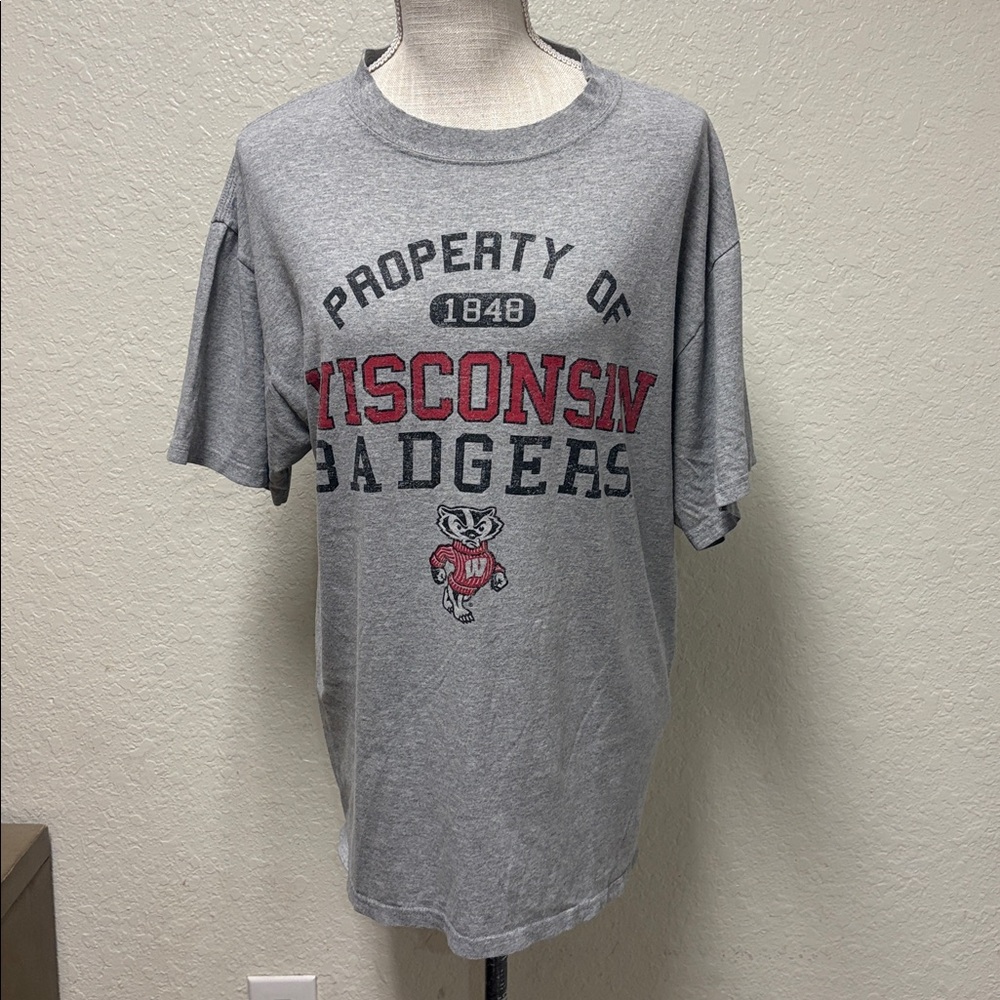 Soffe Gray Wisconsin Badgers Tee - Picture 1 of 13